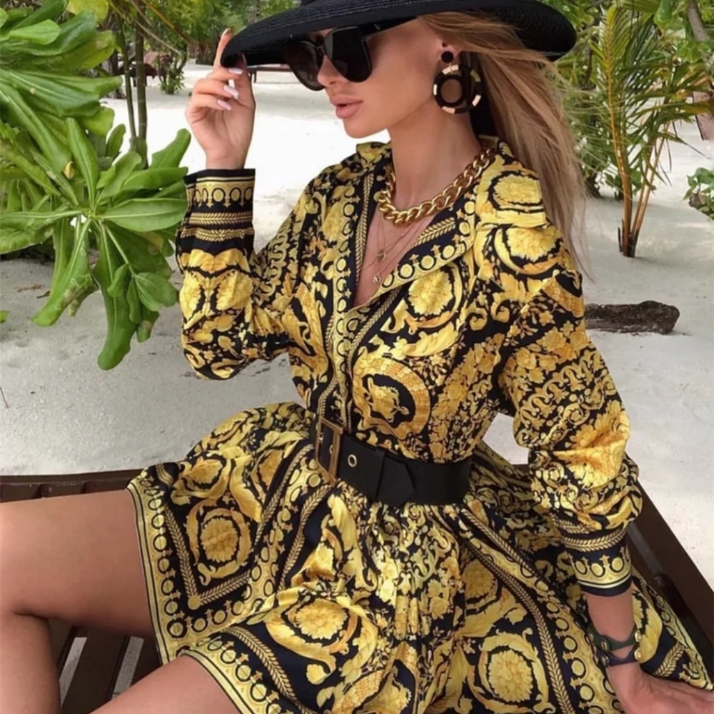 NWT Bohemian Print Vacation Mini Dress S:Sm-Med